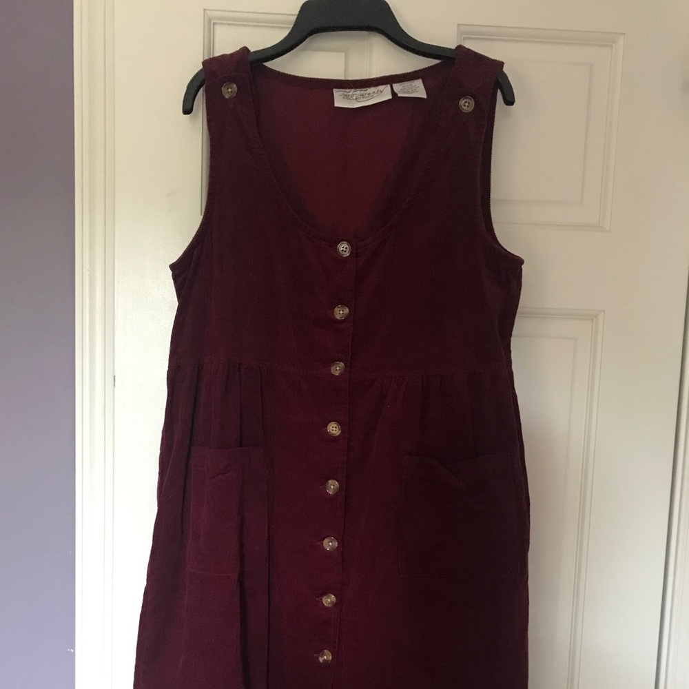 Y2K Maroon corduroy jumper dress